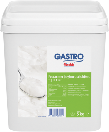 frischli Produktabbildung GASTRO frischli Fettarmer Joghurt stichfest 1,5 % 5 kg